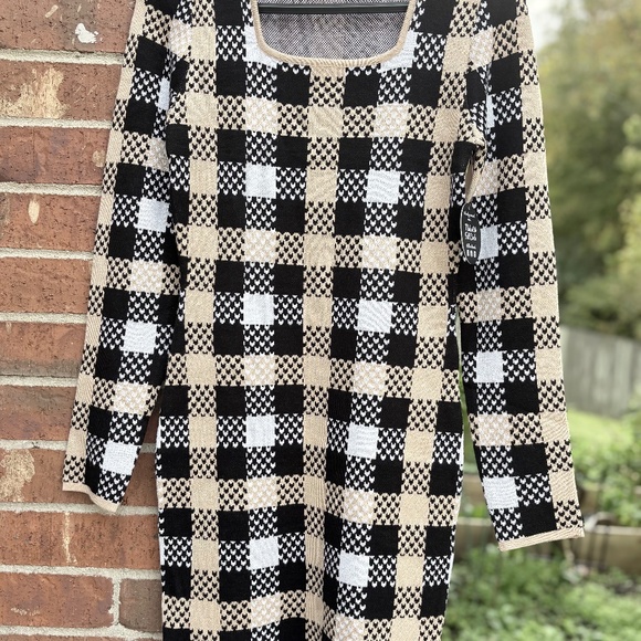 MWT-Jolie & Joy Women’s Checkered Knit Dress – Size Large - Picture 2 of 7